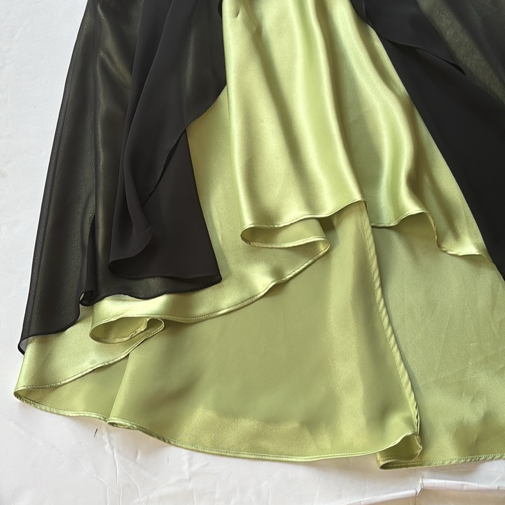 Vintage y2k Halter Dress Black Green Betsey Johnson Whimsy Goth Fairy Mini Bias - Picture 11 of 17